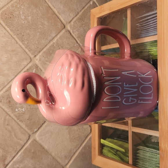 Rae Dunn "I Don't Give A Flock" Coffee Mug with Flamingo topper - Picture 2 of 3